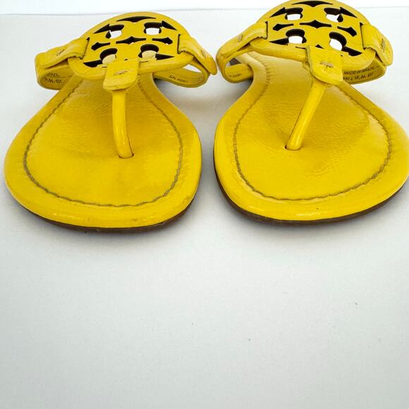 Tory Burch Miller Sandal Slippers Yellow Leather Logo | Size 6M - Picture 4 of 13